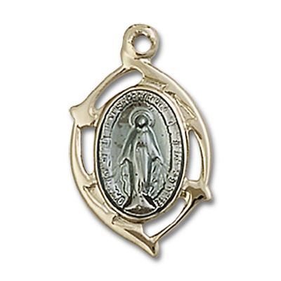 14kt Yellow Gold Miraculous Medal 3/4 x 3/8 inches