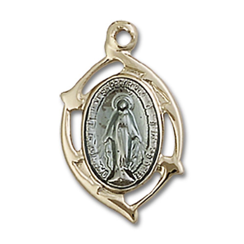 14kt Yellow Gold Miraculous Medal 3/4 x 3/8 inches