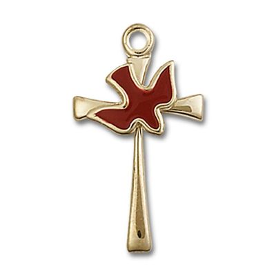 14kt Yellow Gold Cross/Holy Spirit Medal 7/8 x 1/2 inches
