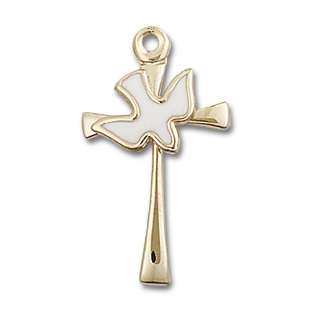 14kt Yellow Gold Cross/Holy Spirit Medal 7/8 x 1/2 inches