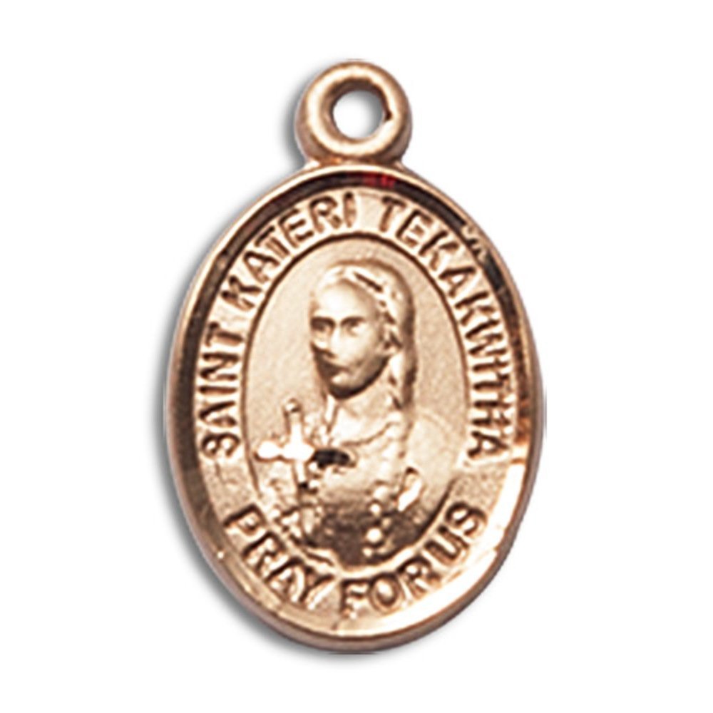 14kt Yellow Gold St. Kateri Tekakwitha Medal 1/2 x 1/4 inches