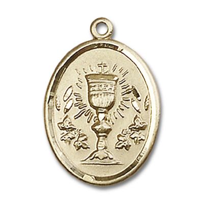 14kt Yellow Gold Chalice Medal 3/4 x 1/2 inches