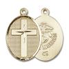 14kt Yellow Gold Cross/Marines Medal 3/4 x 1/2 inches view 1