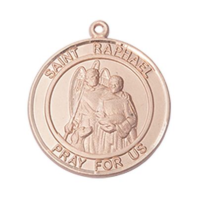 14kt Yellow Gold St. Raphael the Archangel Medal 3/4 x 5/8 inches