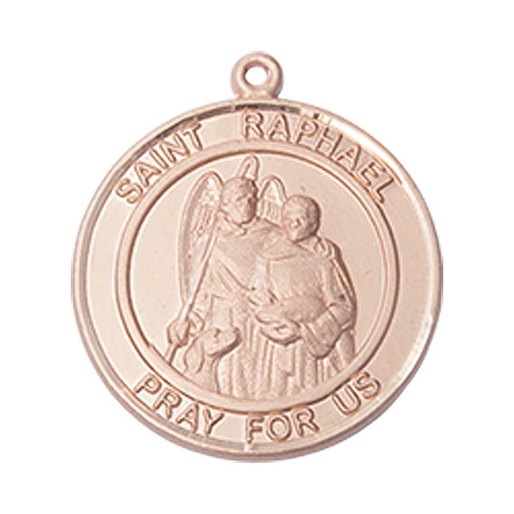 14kt Yellow Gold St. Raphael the Archangel Medal 3/4 x 5/8 inches