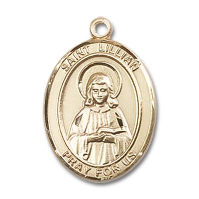 14kt Yellow Gold St. Lillian Medal 3/4 x 1/2 inches