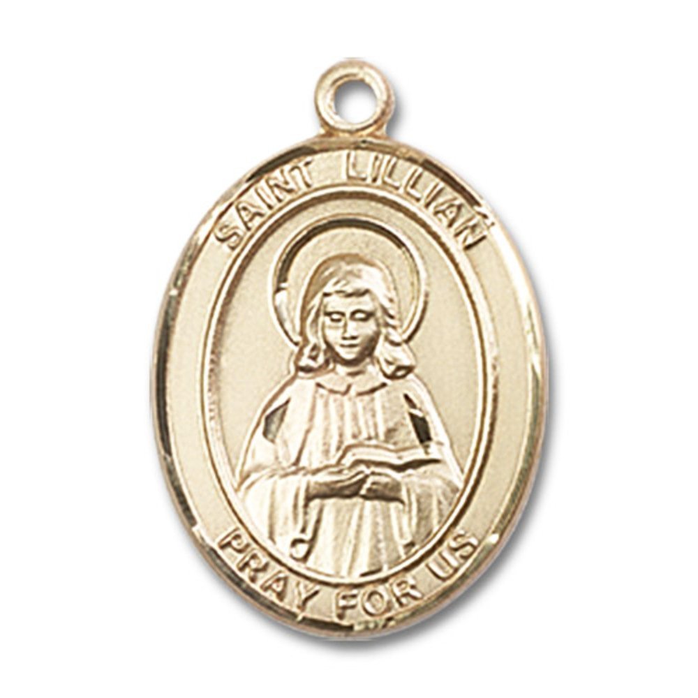 14kt Yellow Gold St. Lillian Medal 3/4 x 1/2 inches