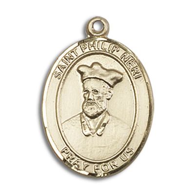 14kt Yellow Gold St. Philip Neri Medal 3/4 x 1/2 inches