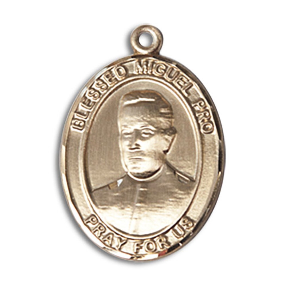 14kt Yellow Gold Blessed Miguel Pro Medal 3/4 x 1/2 inches