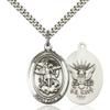 Bonyak Jewelry Saint Medal Collection Sterling Silver St. Michael the Archangel Pendant 1 x 3/4 inches with Heavy Curb Chain view 1