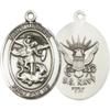 Bonyak Jewelry Saint Medal Collection Sterling Silver St. Michael the Archangel Pendant 1 x 3/4 inches with Heavy Curb Chain view 2