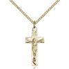 Bonyak Jewelry Saint Medal Collection Gold Filled Crucifix Pendant 7/8 x 3/8 inches with Gold Filled Lite Curb Chain view 1
