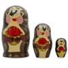 BestPysanky Set of 3 Hedgehogs with Apples Wooden Nesting Dolls 4 Inches view 1