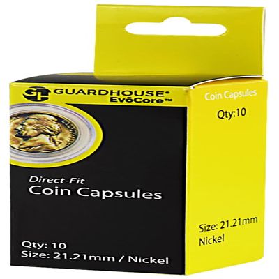 Guardhouse Box of 10 Direct Fit 21.2mm Coin Holders NICKELS