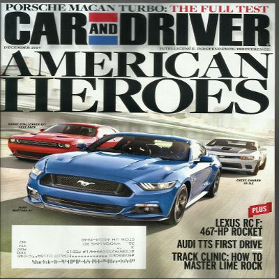 Car and Driver Magazine December 2014 {Porsche Macan Turbo{}also American Heroes