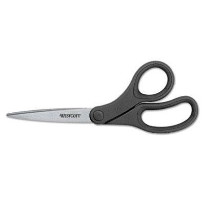 Westcott KleenEarth 7" Straight Basic Handle Scissors, Black