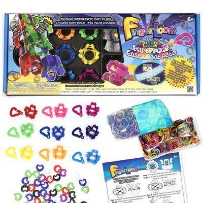 Rainbow Loom Finger Loom Party Pack, Features 9 Colored Finger Looms and 1200 Glow in The Dark Bands Perfect Party Activities for Boys and Girls 7+