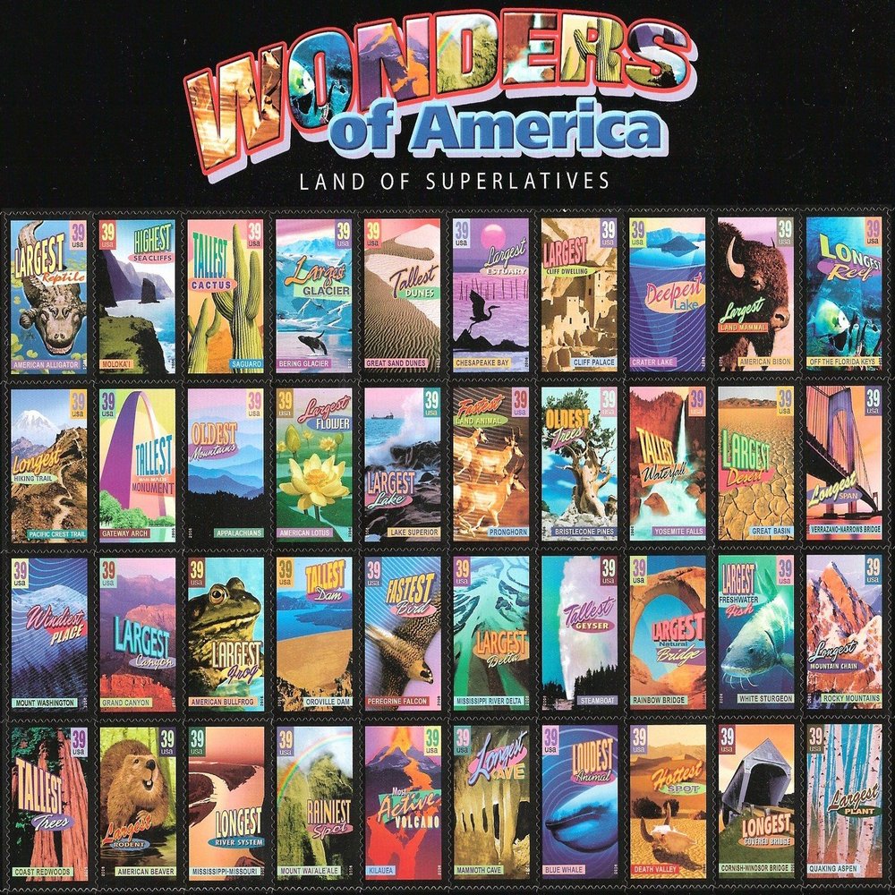 USPS Stamp Wonders of America (Sheet of 40) Postage Stamps 2006 Scott #4033-4072