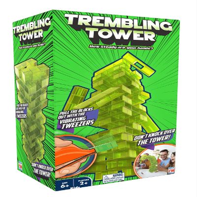 Fotorama Trembling Tower Vibrating Stacking Game, Pull Blocks with Tweezers, Builds Precision and Fine Motor Skills, Gifts for Kids Ages 6 & Up