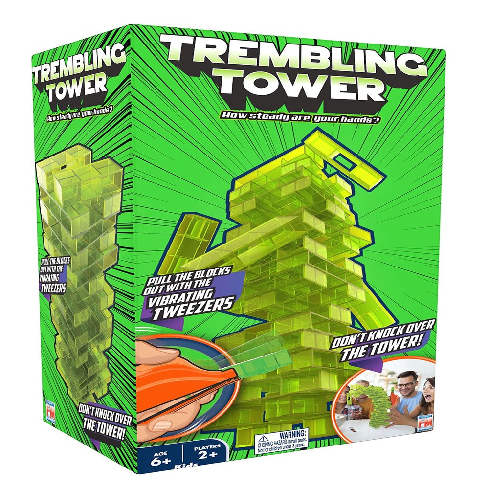 Fotorama Trembling Tower Vibrating Stacking Game, Pull Blocks with Tweezers, Builds Precision and Fine Motor Skills, Gifts for Kids Ages 6 & Up