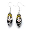 Matryoshka Earrings Miniblings Babuschka Russian Doll Porcelain Ceramic Black view 1