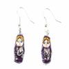 Matryoshka Earrings Miniblings Babuschka Russian Doll Porcelain Ceramic Purple view 1