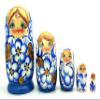 BuyRussianGifts Blue Nesting Dolls Matryoshka Gzhel Style Hand Painted Stacking Doll 5 inch Tall Set view 2