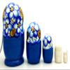 BuyRussianGifts Blue Nesting Dolls Matryoshka Gzhel Style Hand Painted Stacking Doll 5 inch Tall Set view 4