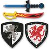 Liberty Imports 4 PCS Dual Foam Sword and Shield Combo Playset - Medieval Combat Warrior Weapons, Joust Dragon Knights Lightweight Set Costume Role Play Accessories for Kids, Boys, Girls view 1