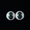 14mm Gold Blue/green 2pcs Glastic Realistic Doll Eyes Oval Made in Japan view 1