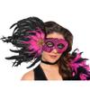 amscan Pink & Black Sequin Feather Masquerade Mask view 1