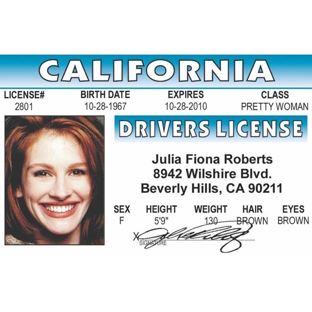 Signs 4 Fun NJRID Julia Roberts's Driver's License
