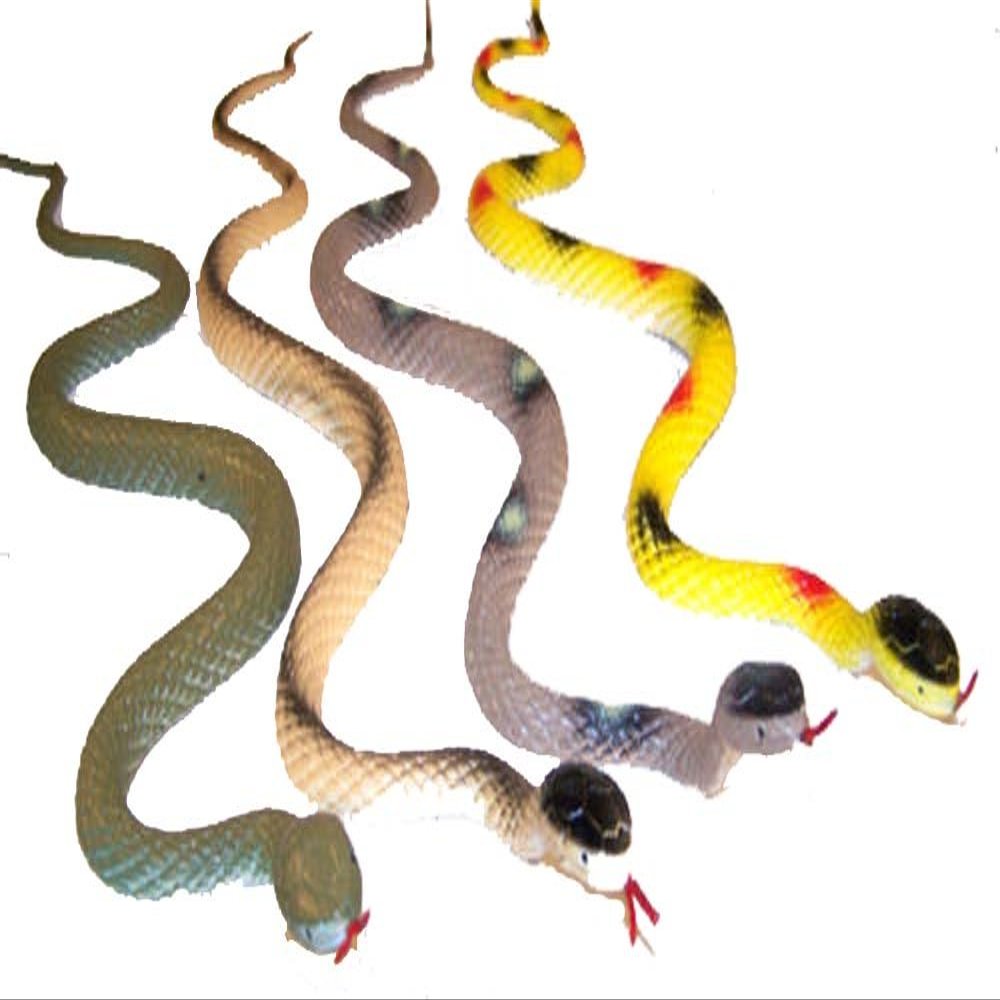 12 Pieces Bulk Lot Asstorted Color Plastic 24 Inch Fake Rubber Snakes - Novelty Play Reptile Garden Snake
