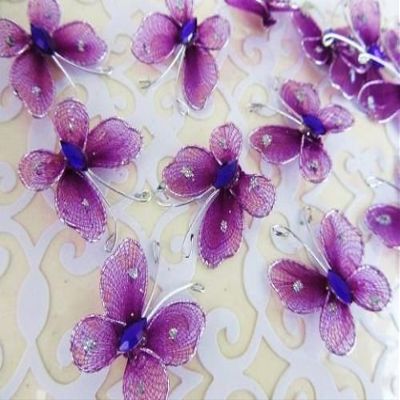 12 Wire Glitter Butterfly 1" Decoration/wedding/corsage/flower L8-Small-Purple US Seller Ship Fast
