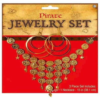 Amscan Gold 840851 Coins Necklace and Hoop Earrings Jewelry Set | 1 Piece, Standard