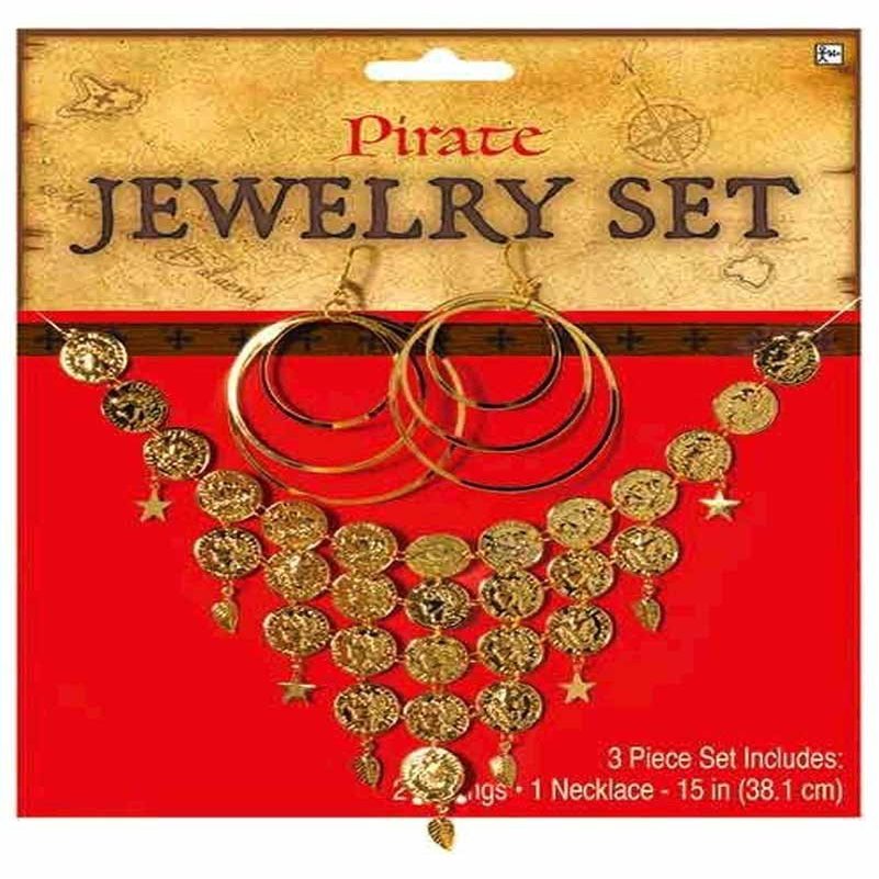 Amscan Gold 840851 Coins Necklace and Hoop Earrings Jewelry Set | 1 Piece, Standard