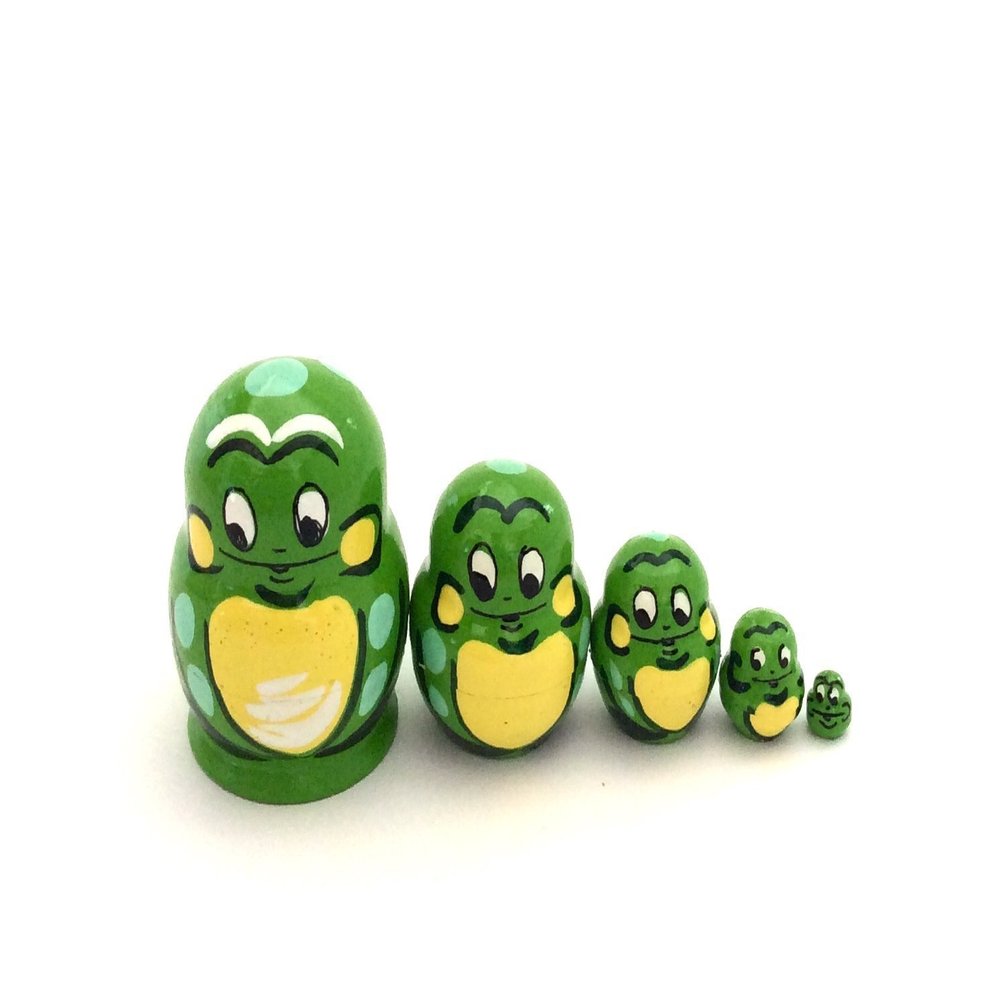 BuyRussianGifts Miniature Collection 1.25" Small MINI Frog Nesting Dolls Russian Hand Painted 5 Piece Set/The Smallest Doll in The World