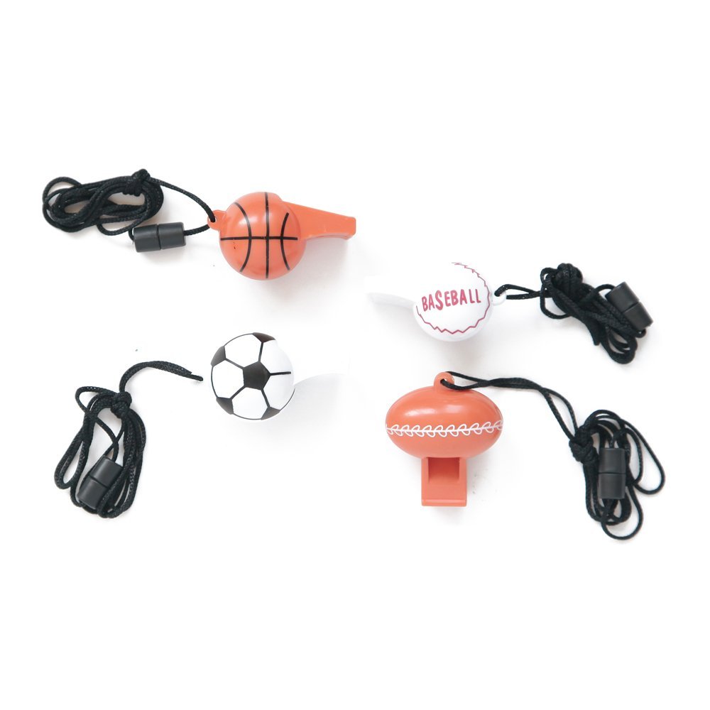 Unique Sport Ball Whistle Necklaces | Assorted Designs | 4 Pcs