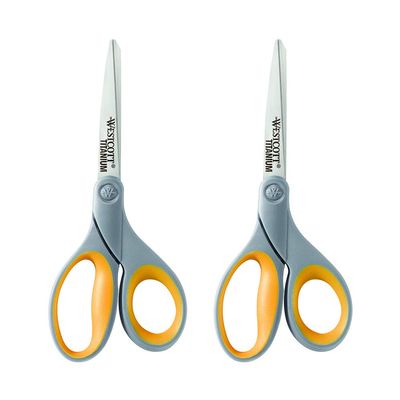Westcott Straight Titanium Scissors with New Handle Design, 8", Two Per Pack, Case of 72 (13901)