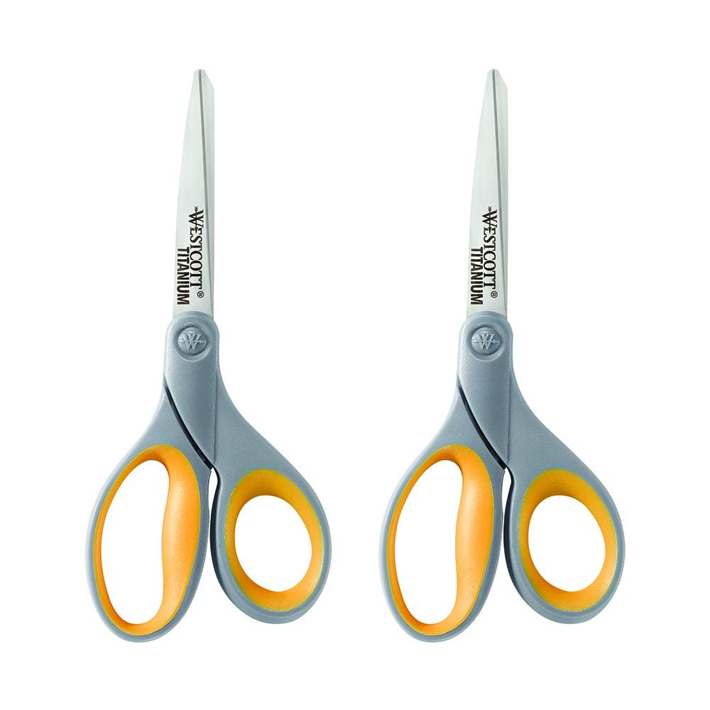 Westcott Straight Titanium Scissors with New Handle Design, 8", Two Per Pack, Case of 72 (13901)