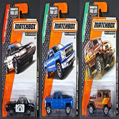2014 Matchbox Lot of 3! - '93 Ford Mustang LX SSP, 2014 Chevy Silverado 1500, '68 Toyota Land Cruiser FJ40