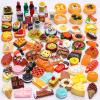 80 Pieces Mini Food Drinks Bottle Toys Pretend Food for Dollhouse Kitchen Accessories Mini Play Resin Food Toys view 1