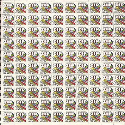 US Stamp - 1974 10c Zip Code - 100 Stamp Sheet - Scott #1511