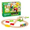 BRIO My First Railway Beginner Pack - 18-Piece FSC-Certified Wood Train Set - Compatible with All BRIO Sets - Includes Rainbow Bridge & Rattle Wagon - Safe Play - Toddlers Ages 18 Months & Older view 1