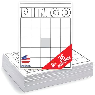 Hygloss Products Blank Bingo Cards To Write On - 36-Pack White - Large Size Bingo Sheets Disposable - Activities For Classroom, Parties, Contests, Weddings, Events & More
