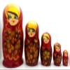Red with Gold Russian Nesting Doll Matryoshka Hand Painted Nesting Doll Set of 5 / Traditional 7 inch Tall view 2