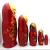 Red with Gold Russian Nesting Doll Matryoshka Hand Painted Nesting Doll Set of 5 / Traditional 7 inch Tall view 3