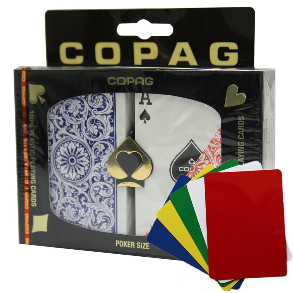 Copag 1546 Plastic Playing Cards Poker Size Regular Index Red Blue Plus 5pcs Cut Cards