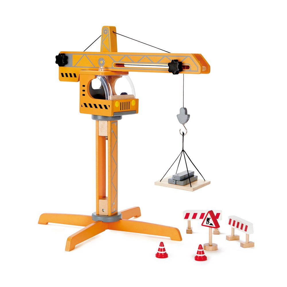 Hape Playscapes Crane Lift Playset| Construction Truck Vehicle Playset for Kids