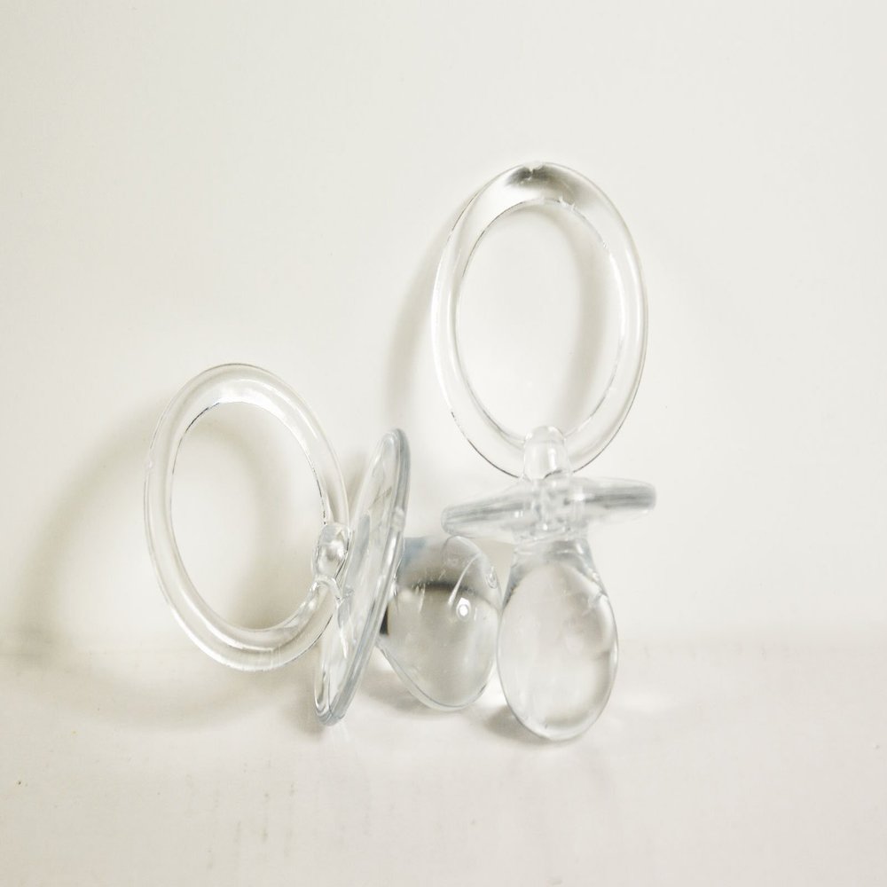 2-1/2" Mini Clear Pacifiers Baby Shower Game Party Decoration Favors (Clear, 12pcs)